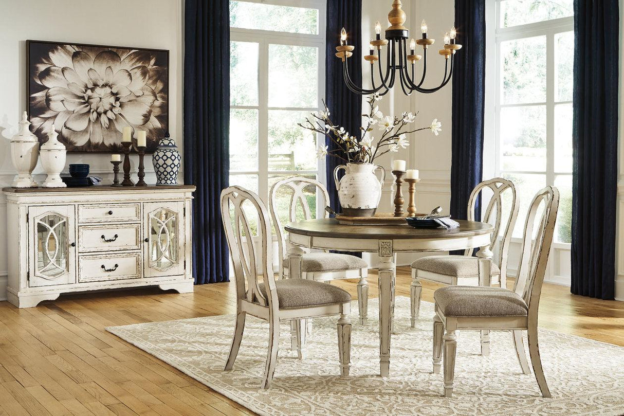 Realyn Chipped White Oval Dining Extension Table by Ashley at Eve Furniture