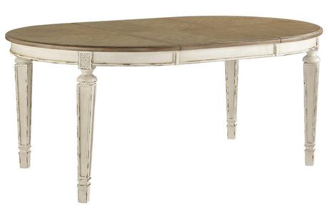 Realyn Chipped White Oval Dining Extension Table by Ashley at Eve Furniture