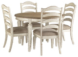 Realyn Chipped White Oval Dining Table and 4 Ladder Back Chairs by Ashley at Eve Furniture