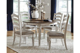 Realyn Chipped White Oval Dining Table and 4 Ladder Back Chairs by Ashley at Eve Furniture