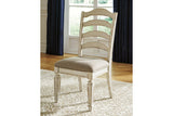 Realyn Chipped White Oval Dining Table and 4 Ladder Back Chairs by Ashley at Eve Furniture