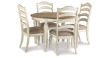 Realyn Chipped White Oval Dining Table and 4 Ladder Back Chairs by Ashley at Eve Furniture