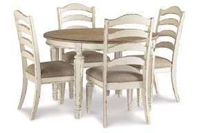 Realyn Chipped White Oval Dining Table and 4 Ladder Back Chairs by Ashley at Eve Furniture