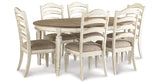 Realyn Chipped White Oval Dining Table and 6 Ladder Back Chairs by Ashley at Eve Furniture