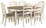 Realyn Chipped White Oval Dining Table and 6 Ladder Back Chairs by Ashley at Eve Furniture
