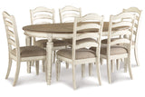 Realyn Chipped White Oval Dining Table and 6 Ladder Back Chairs by Ashley at Eve Furniture
