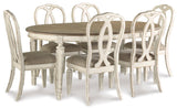 Realyn Chipped White Oval Extendable Round/Oval Ribbon Dining Set by Ashley at Eve Furniture
