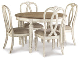 Realyn Chipped White Oval Extendable Round/Oval Ribbon Dining Set by Ashley at Eve Furniture