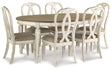 Realyn Chipped White Oval/Round Dining Table and 6 Ribbon Back Chairs by Ashley at Eve Furniture