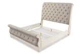 Realyn Chipped White Queen Sleigh Bed by Ashley at Eve Furniture