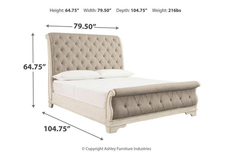 Realyn Chipped White Queen Sleigh Bed by Ashley at Eve Furniture