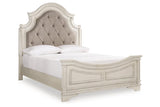 Realyn Chipped White Queen Upholstered Panel Bed by Ashley at Eve Furniture