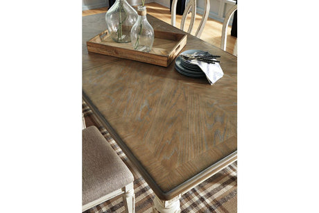 Realyn Chipped White Rectangular Dining Extension Table by Ashley at Eve Furniture