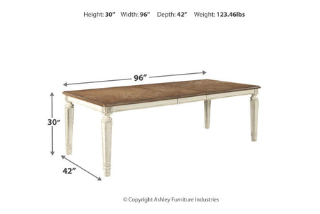 Realyn Chipped White Rectangular Dining Extension Table by Ashley at Eve Furniture
