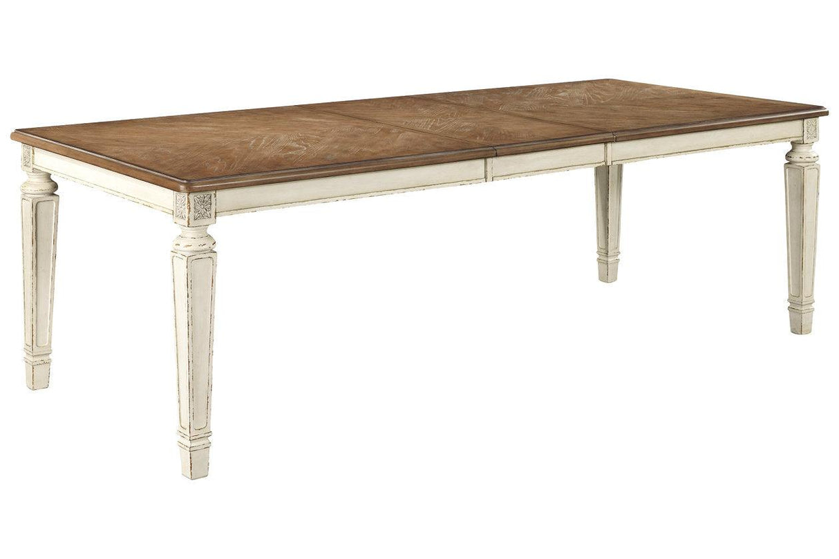 Realyn Chipped White Rectangular Dining Extension Table by Ashley at Eve Furniture