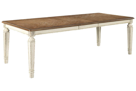 Realyn Chipped White Rectangular Dining Extension Table by Ashley at Eve Furniture