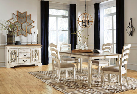 Realyn Chipped White Rectangular Extendable Ladder Dining Set by Ashley at Eve Furniture