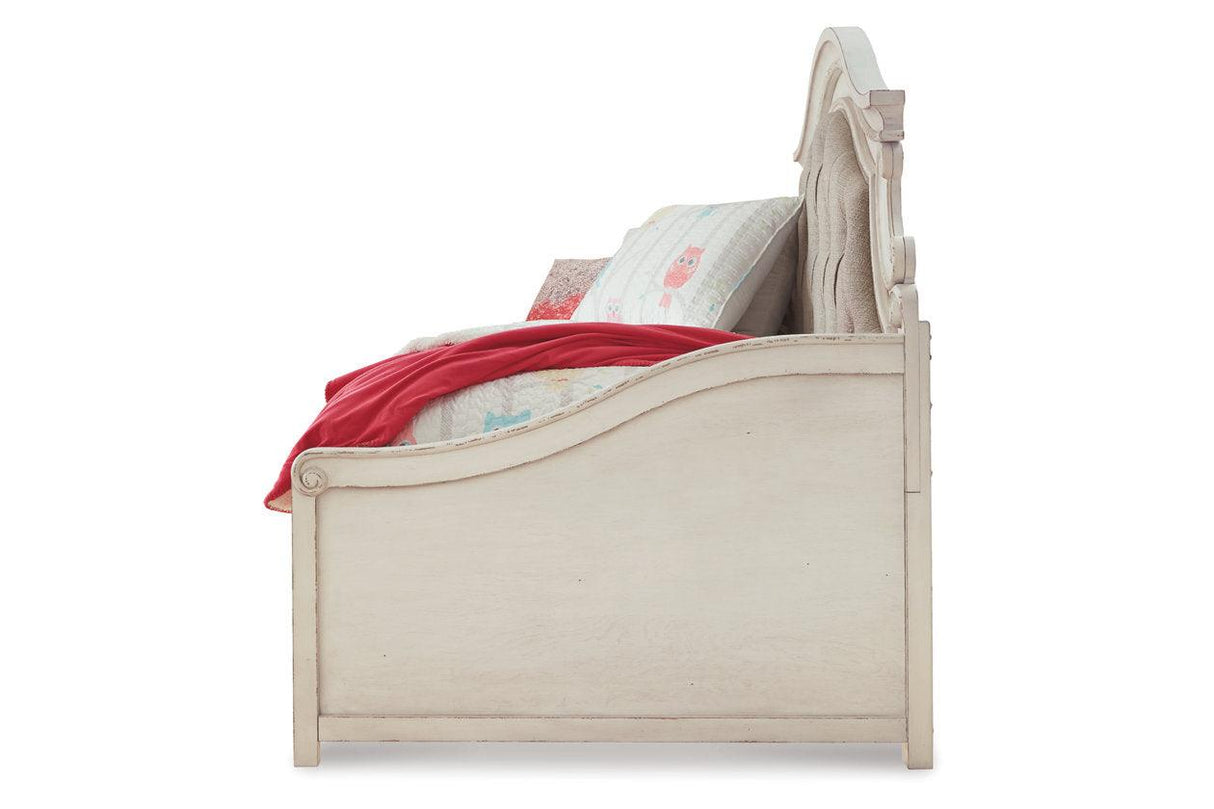Realyn Chipped White Twin Daybed with 1 Large Storage Drawer by Ashley at Eve Furniture