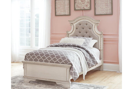 Realyn Chipped White Twin Panel Bed by Ashley at Eve Furniture