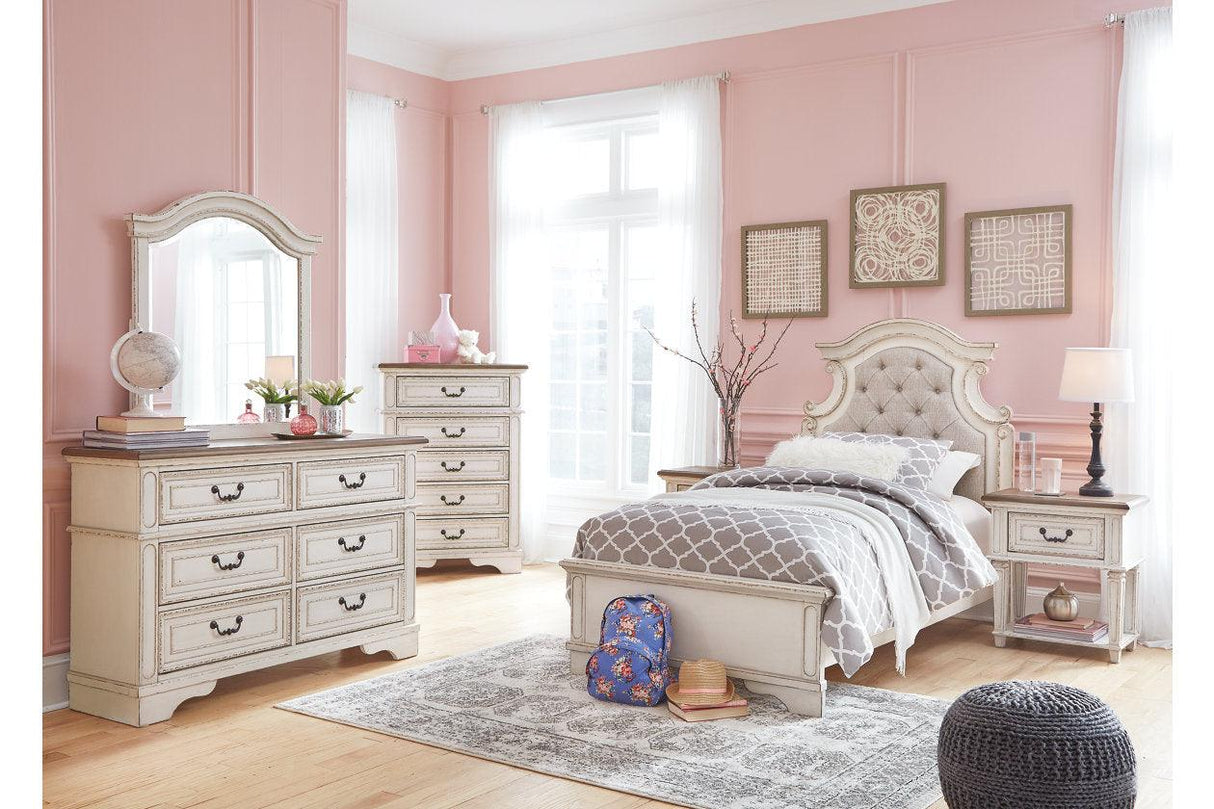 Realyn Chipped White Twin Panel Bed by Ashley at Eve Furniture