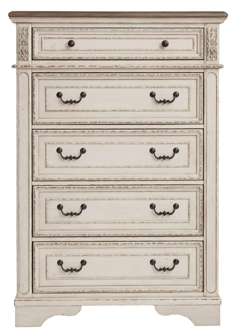 Realyn Chipped White Upholstered Panel Bedroom Set by Ashley at Eve Furniture