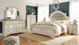 Realyn Chipped White Upholstered Panel Bedroom Set by Ashley at Eve Furniture