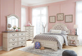 Realyn Chipped White Upholstered Panel Youth Bedroom Set by Ashley at Eve Furniture