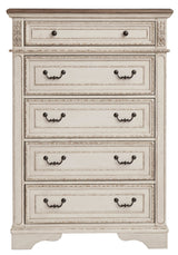 Realyn Chipped White Upholstered Sleigh Bedroom Set by Ashley at Eve Furniture