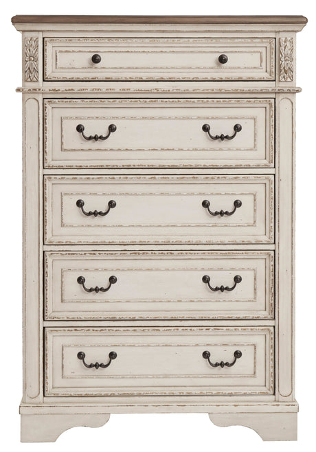 Realyn Chipped White Upholstered Sleigh Bedroom Set by Ashley at Eve Furniture
