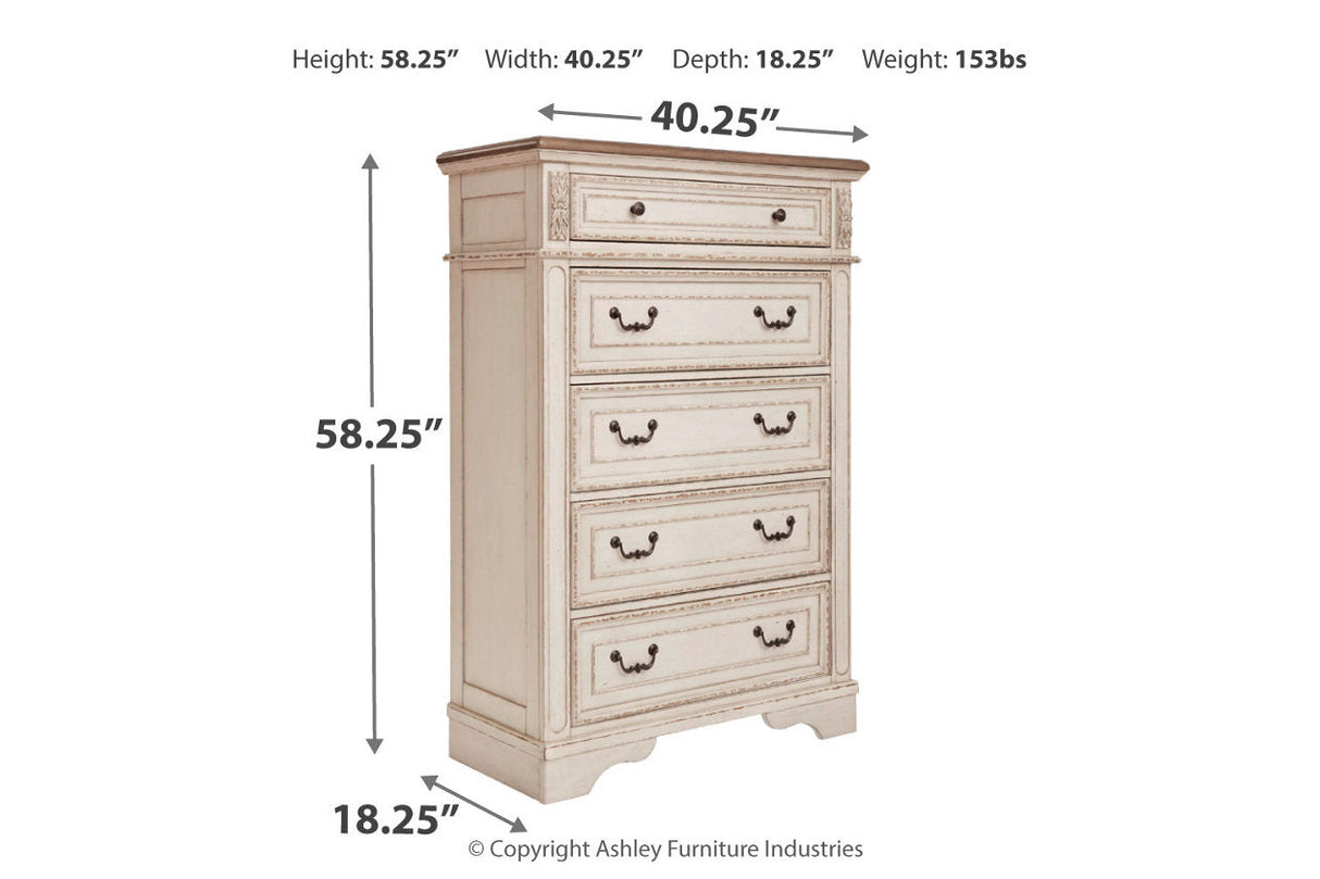 Realyn Chipped White Upholstered Sleigh Bedroom Set by Ashley at Eve Furniture