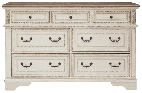 Realyn Chipped White Upholstered Sleigh Bedroom Set by Ashley at Eve Furniture