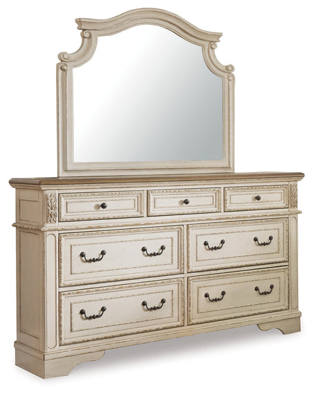 Realyn Chipped White Upholstered Storage Platform Bedroom Set with Footboard Bench by Ashley at Eve Furniture