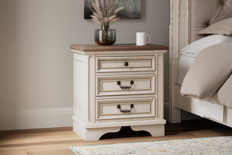 Realyn Chipped White Upholstered Storage Platform Bedroom Set with Footboard Bench by Ashley at Eve Furniture