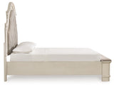 Realyn Chipped White Upholstered Storage Platform Bedroom Set with Footboard Bench by Ashley at Eve Furniture