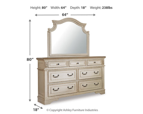 Realyn Chipped White Upholstered Storage Platform Bedroom Set with Footboard Bench by Ashley at Eve Furniture