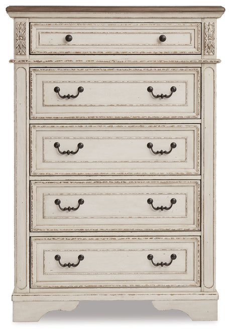 Realyn Chipped White Upholstered Storage Platform Bedroom Set with Footboard Bench by Ashley at Eve Furniture