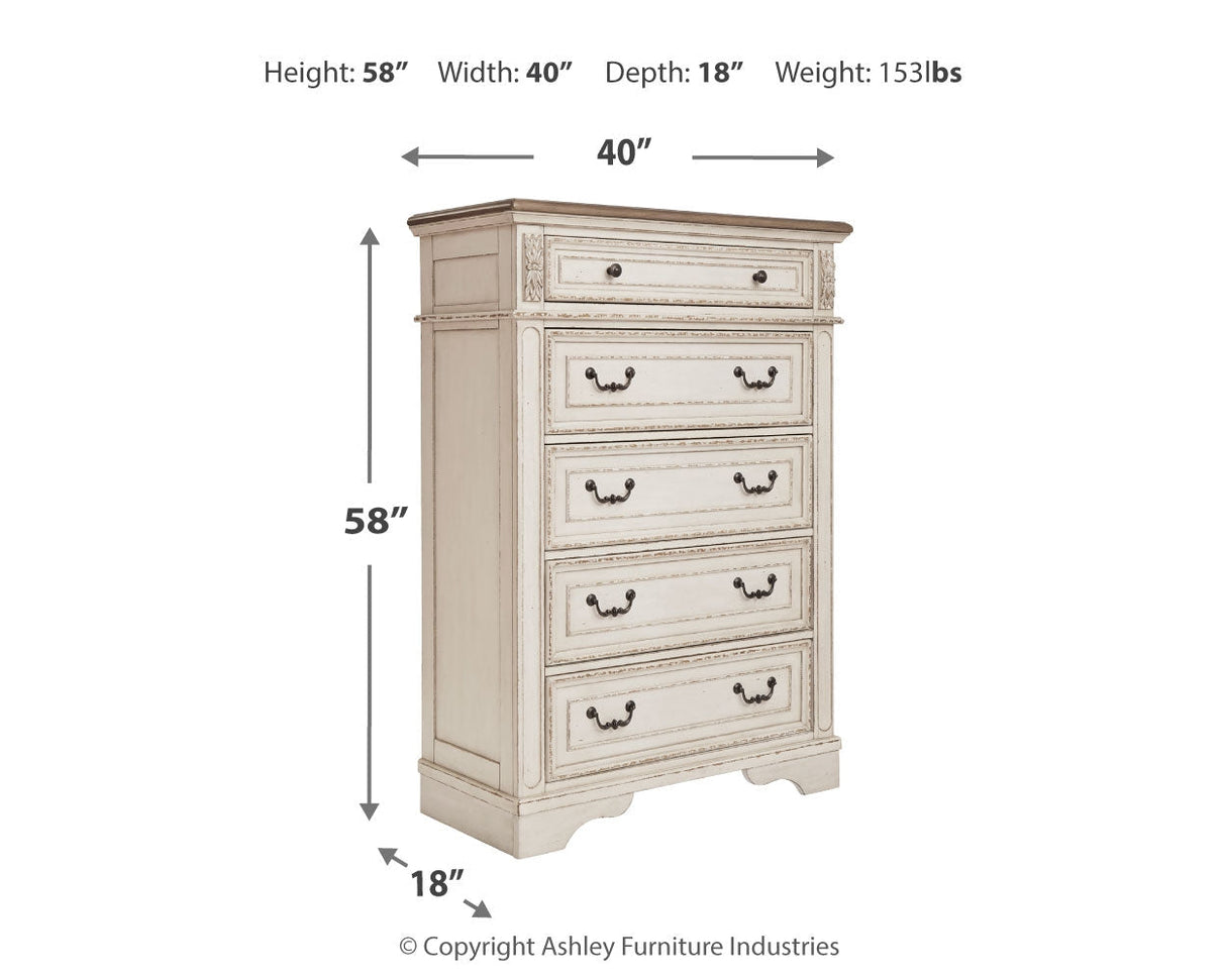 Realyn Chipped White Upholstered Storage Platform Bedroom Set with Footboard Bench by Ashley at Eve Furniture
