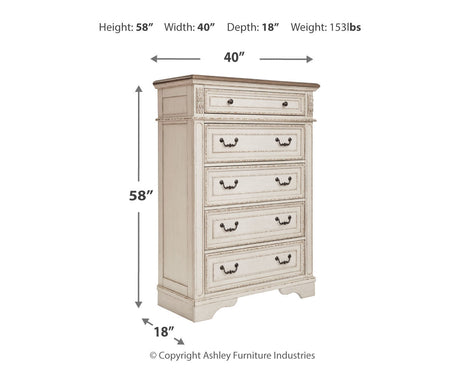 Realyn Chipped White Upholstered Storage Platform Bedroom Set with Footboard Bench by Ashley at Eve Furniture