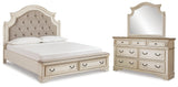 Realyn Chipped White Upholstered Storage Platform Bedroom Set with Footboard Bench by Ashley at Eve Furniture