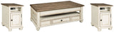 Realyn Coffee Table with 2 End Tables in White/Brown by Ashley at Eve Furniture