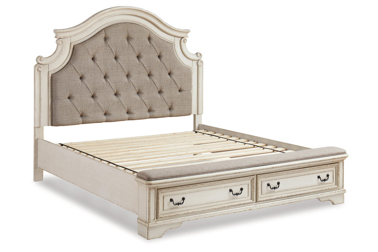 Realyn Two-tone King Upholstered Storage Platform Bed by Ashley at Eve Furniture