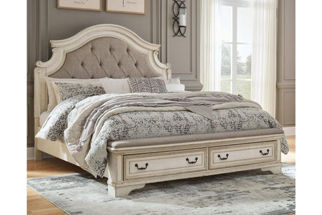 Realyn Two-tone Queen Upholstered Storage Platform Bed by Ashley at Eve Furniture