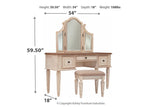 Realyn Two-tone Vanity and Mirror with Stool by Ashley at Eve Furniture