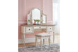 Realyn Two-tone Vanity and Mirror with Stool by Ashley at Eve Furniture