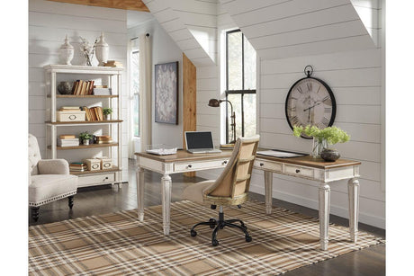 Realyn White/Brown 2-Piece Home Office Desk by Ashley at Eve Furniture