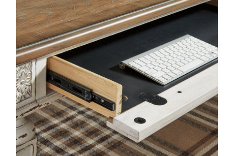 Realyn White/Brown 2-Piece Home Office Desk by Ashley at Eve Furniture