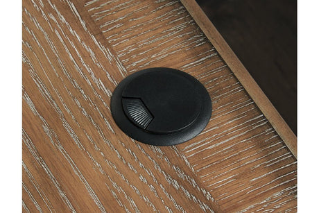 Realyn White/Brown 2-Piece Home Office Desk by Ashley at Eve Furniture