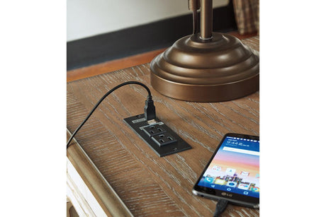 Realyn White/Brown 2-Piece Home Office Lift Top Desk by Ashley at Eve Furniture