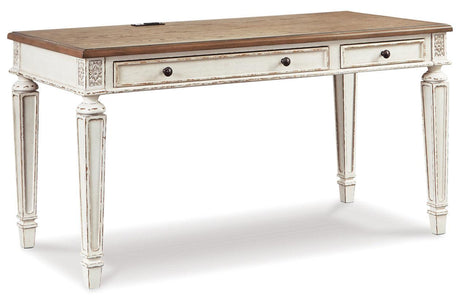 Realyn White/Brown 60" Home Office Desk by Ashley at Eve Furniture