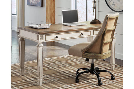 Realyn White/Brown 60" Home Office Desk by Ashley at Eve Furniture